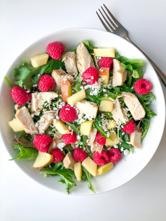 Apple, Raspberry, Mixed Greens Salad